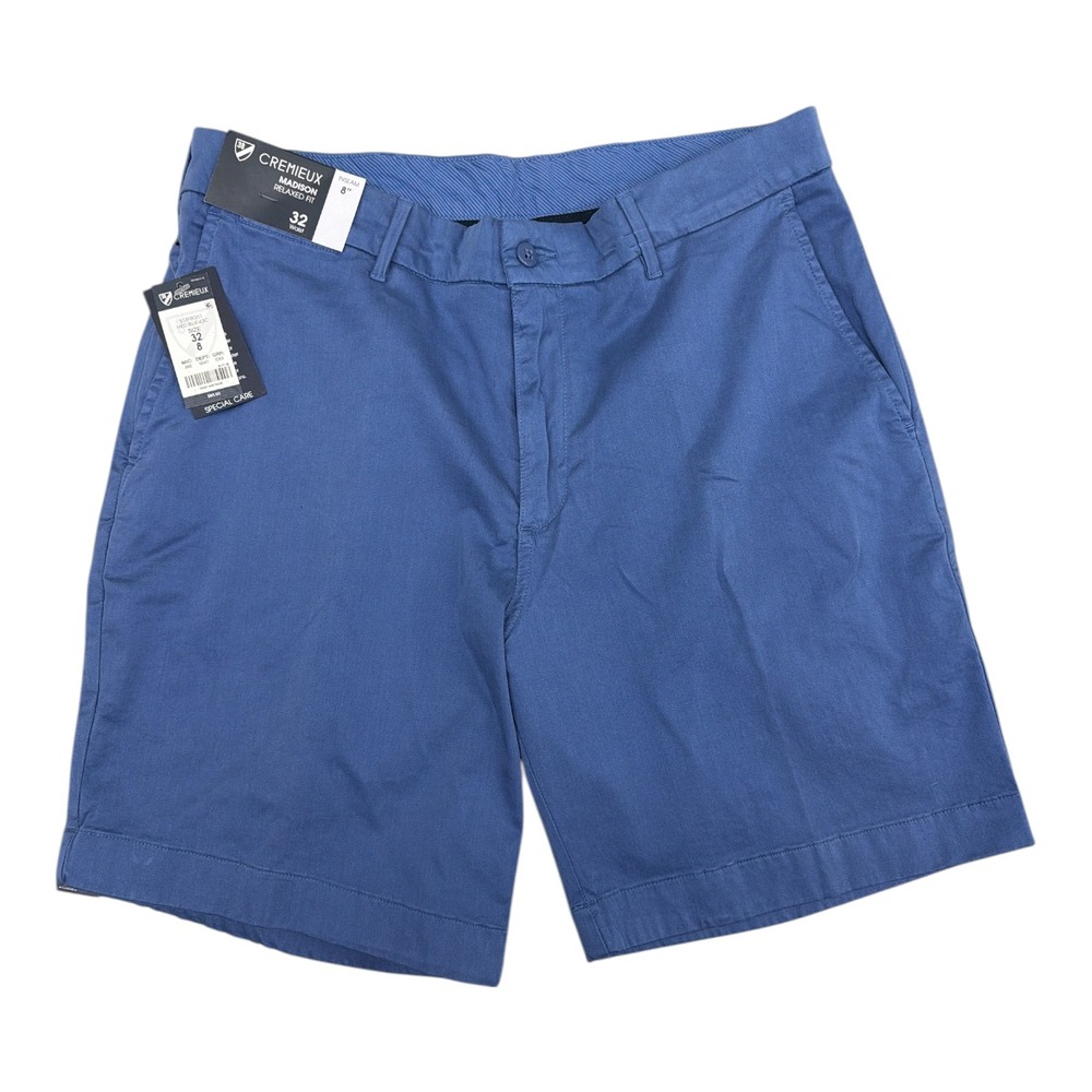 Cremieux Madison Mens Chino Shorts Size 32W Blue Comfort Stretch 8" Inseam NWT